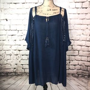 Beaches & Boho Navy Blue Cover Up Beach Dress
